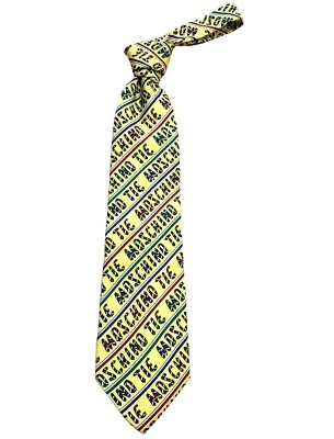 MOSCHINO- Multi Color Logo Print Silk Tie - Image 1 of 2