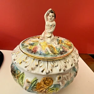 ANTIKE Capodimonte NUDES um 1770-1830 italienische Schale Deckel BLAUE KRONE "N" Erotik - Bild 1 von 23