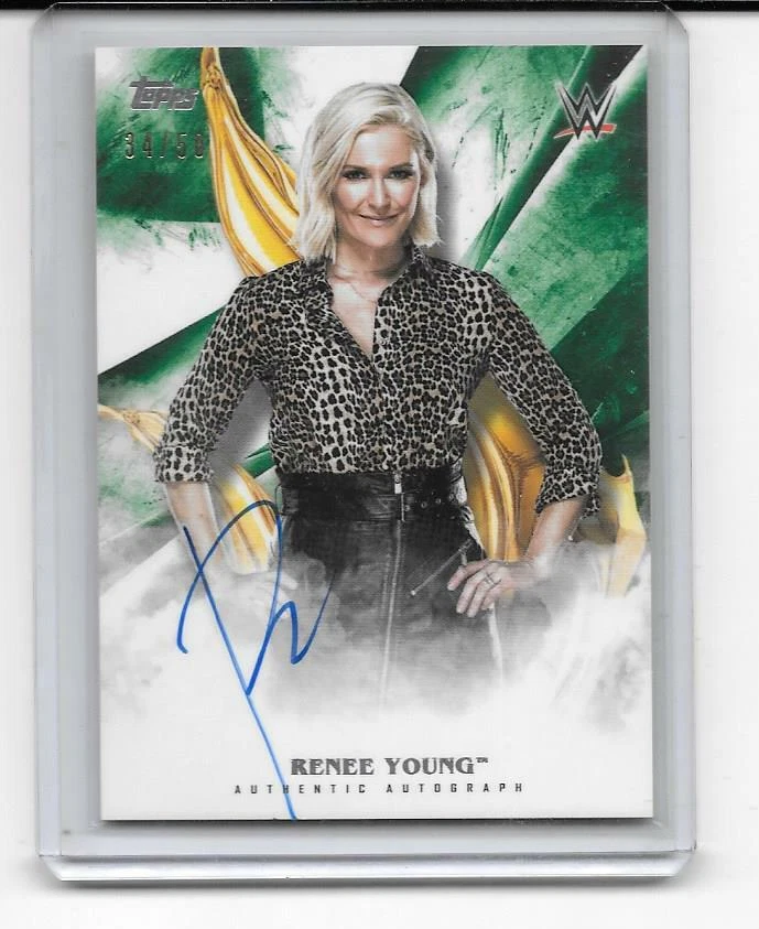 2019 TOPPS WWE UNDISPUTED RENEE YOUNG AUTO ON CARD AUTOGRAPH # 34/50 MRS MOXLEY - Image 1 of 1