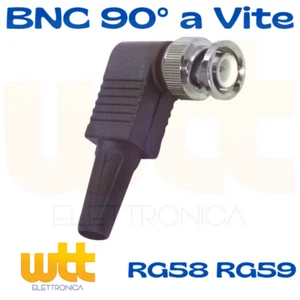 Connettore BNC 90° Angolo SPINA MASCHIO a vite Cavo RG58 RG59 - Foto 1 di 1