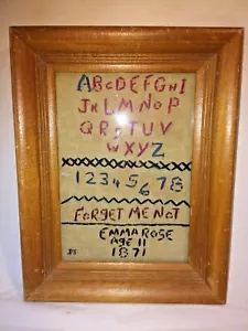 VINTAGE ?? 1871?  Sampler Handmade Vintage Look - SEE PHOTOS Framed Under Glass - Picture 1 of 7