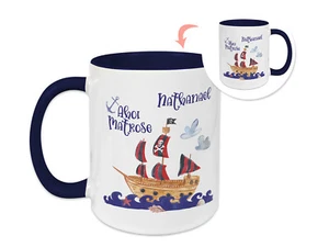 Tasse mit Namen Piratenschiff Kindertasse für Jungen als Geschenk Personalisiert - Bild 1 von 6