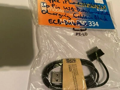 30 Pin Male Connector to USB Data Cable in Black for iPad 2/3 & iPhone 4,4S,3GS - Image 1 of 2