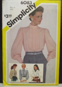 Simplicity Pattern 6083 Misses Pullover Blouse Jabots Size 10 Bust 32 1/2" Uncut - Picture 1 of 11