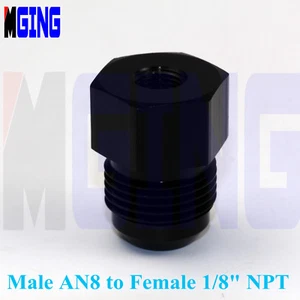 Male AN8 8AN to 1/8" Female NPT Fuel Hose Fitting Adaptor Straight BLACK - Picture 1 of 4