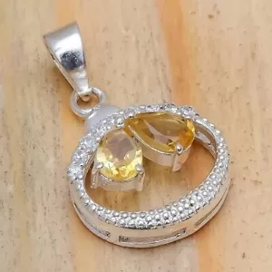 Colgante de plata de ley 925 con piedras preciosas naturales de citrino (0,6 gm) - Imagen 1 de 8