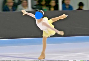 (8-9year ) Cute Xpression White/Yellow Skating Competition Dress