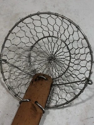 Skimmer araña restaurante chino de acero inoxidable de 4" con mango de bambú Foto 1 de 4