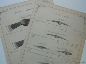 Antique 1880s Simmons Hardware Company Railroad Picks Mattocks Catalog Sheets - Picture 1 of 1