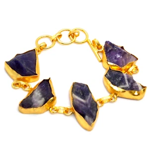 Bracciale Ametista Naturale Pietra Grezza Guarigione Cristallo Reiki Chakra Gioielli - Foto 1 di 5
