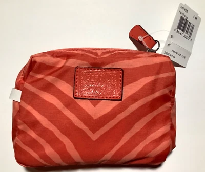 Bolsa tote Coach Poppy F67855 zebra dobrável com zíper empacotável 14" laranja quente náilon rara nova com etiquetas - Imagem 1 de 4