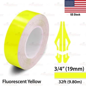 3/4" Vinyl Pinstriping Pin Stripe Styling Tape Sticker 19mm FLUORESCENT YELLOW - Picture 1 of 12