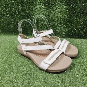 Aertrex Gabby White Leather Adjustable Quarter Strap Sandal Womens Size US 7 - Picture 1 of 10