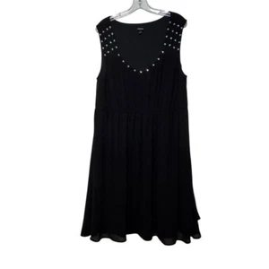 Torrid 2 / 2X Studded Strappy Chiffon Dress Black Sleeveless Empire Waist V-Neck - Picture 1 of 7