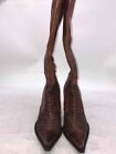Dollhouse Womens Evelyn Brown Leather Knee High Stacked Heel Booties Size 9
