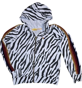 Aviator nation velvet rainbow stripe zebra hoodie kids 14 fits women XS - Picture 1 of 8