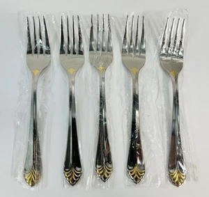 5er Set Wallace ST REGIS GOLD Akzent Edelstahl 18/8 Salatgabel Besteck - Bild 1 von 4