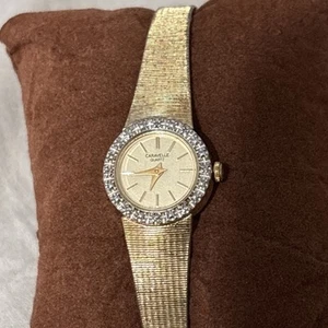 CARAVELE By BULOVA Women's Watch Diamond Quartz Gold Tone Vtg (needs a battery) - Picture 1 of 4