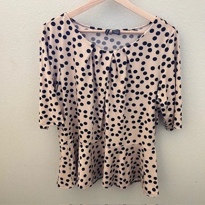 New Directions Polkadot Peplum Blouse Top Size XL - Image 1 of 4