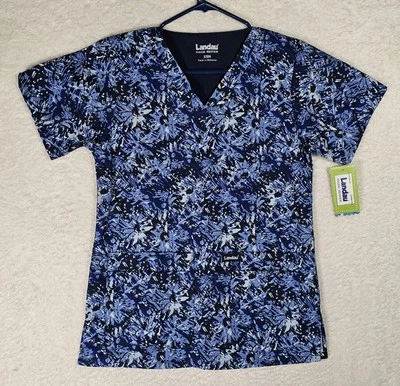 Blusa Landau Feminina Tamanho XSM Estampa Floral Decote V Bolsos Azuis NOVA - Imagem 1 de 4