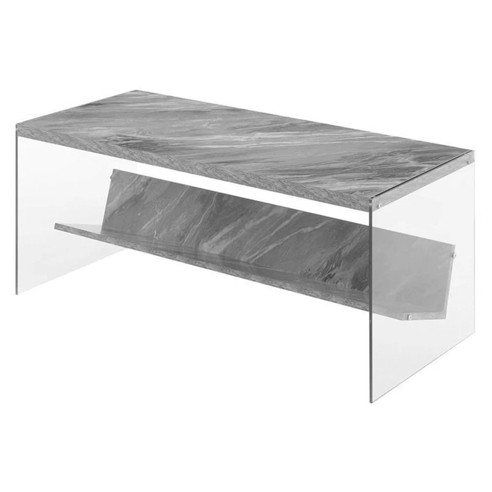 Mesa de centro Soho Convenience Concepts en madera de mármol sintético gris con lados de vidrio Foto 1 de 4