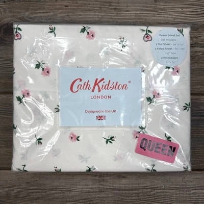 Juego de sábanas Cath Kidston Queen 4 piezas encaje Ditsy rosa floral rosa 100 % algodón NUEVO Foto 1 de 4