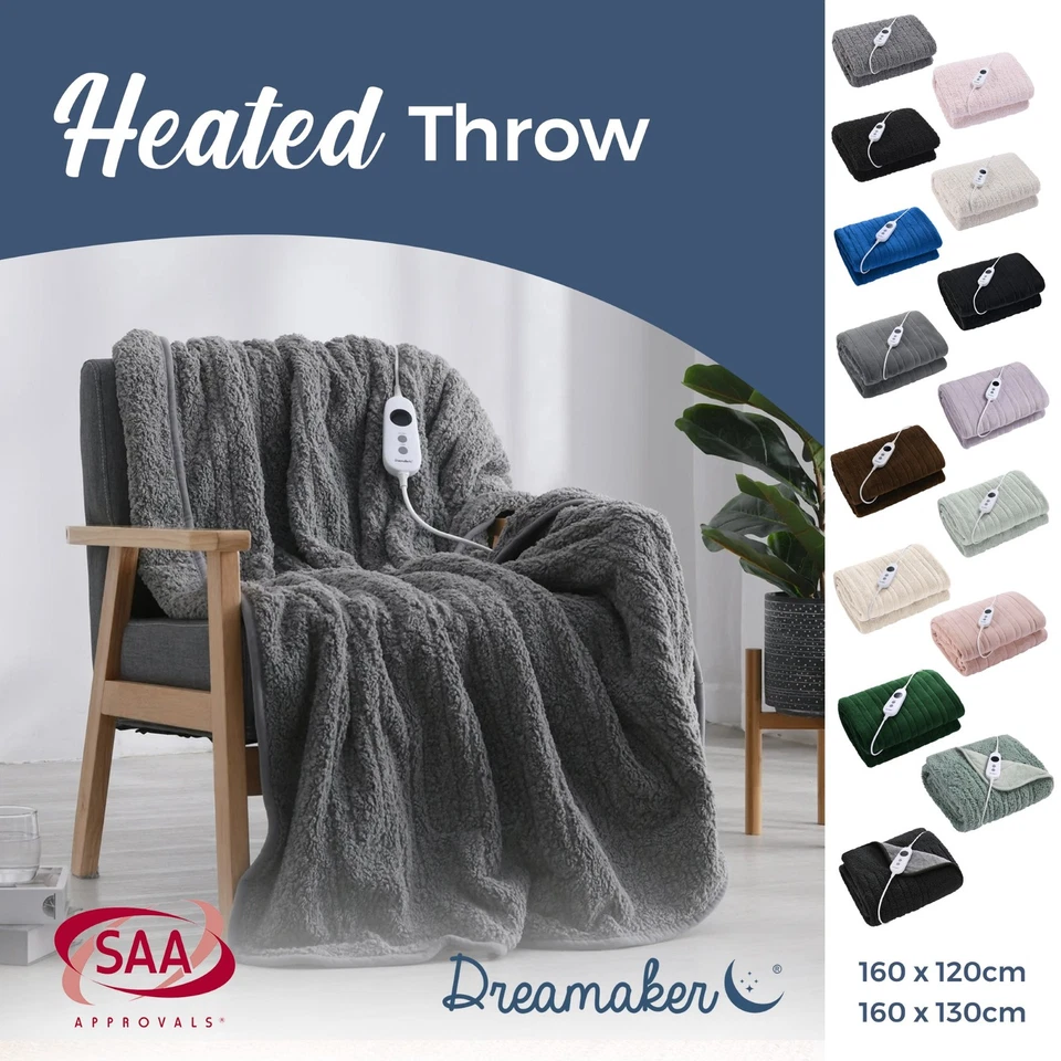 Dreamaker Washable Electric Heated Throw Rug Snuggle Blanket Fleece Faux Fur - image 1 of 1