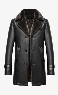 Men's Fur Black New RAF Bomber Faux Fully Lined Jacket Genuine Cowhide Jacket - Image 1 of 3