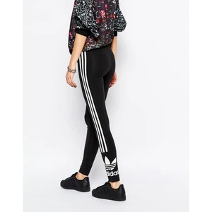 Adidas Womens Trefoil Logo 3 Stripes Leggings Black New With tag Size 10 12 1416 - Picture 1 of 2