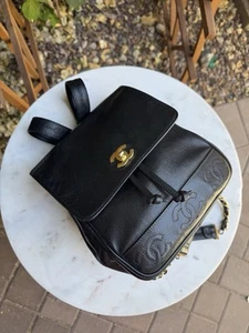 Chanel Vintage Triple Stitched CC Drawstring Flap Caviar Backpack - Picture 1 of 24