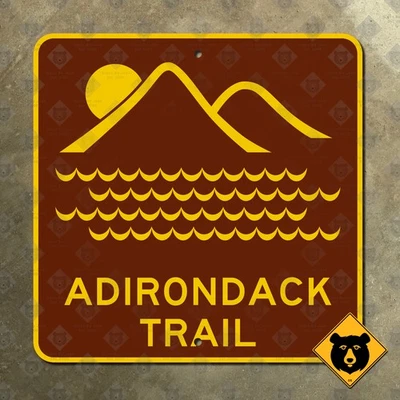 Señal de carretera marcador ruta escénica New York Adirondack Trail 12x12 Foto 1 de 2