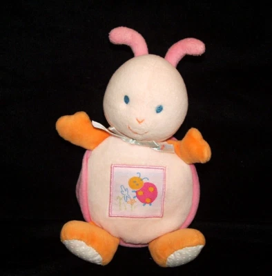 Carters Starters Pink Orange Ladybug Rattle Plush Stuffed Baby Toy 7" - Image 1 of 2