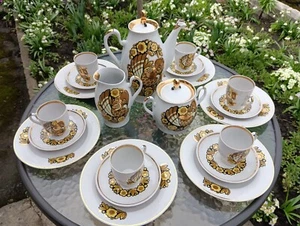 Vintage Ukrainisches Porzellan Vergoldet Porzellan Kaffeeservice für 6 Personen Blumen Poltawa - Bild 1 von 6