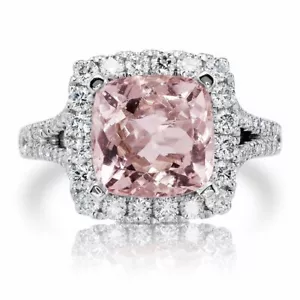 Anillo de compromiso de plata 925 con circonita cúbica rosa anillo de boda anillo de rueda cuadrada - Imagen 1 de 4