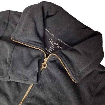 Chaqueta polar Calvin Klein Performance para mujer talla mediana negra con cremallera Foto 1 de 4