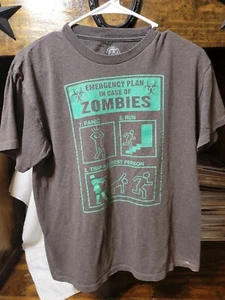 T-shirt maglietta ibrida ragazzo piano emergenza in caso di zombie grigio GRANDE piccola - Foto 1 di 5
