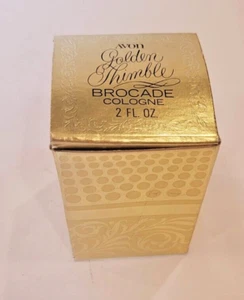 Avon Cologne Vintage Empty Bottle THIMBLE Lid Plastic & Glass Gold Box - Picture 1 of 7