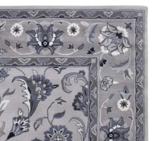 Alfombras y alfombras Hanan gris oriental Oushak florales acolchadas a mano 100 % lana - Imagen 1 de 6