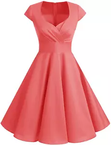 Bbonlinedress Women Short 1950s Retro Vintage Cocktail Party Swing Dresses - Picture 1 of 7