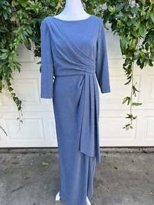 Adrianna Papell Größe 4 Damen blau Kurzarm Rundhalsausschnitt Maxi festliches Kleid - Bild 1 von 5