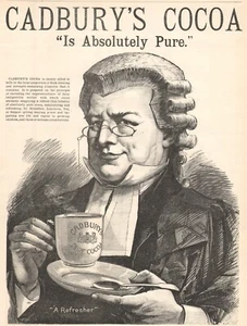 Cadbury's Cocoa Judge Robes Wig Cup Saucer 1889 Antique Print Ad - Picture 1 of 2