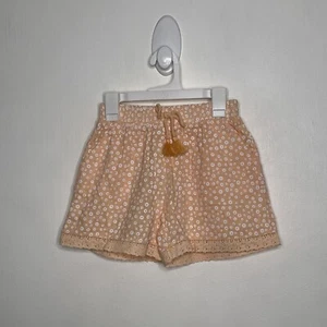 Peek Floral Shorts Girls Size 12 Peach Lace Hem Pull On Elastic Waist  - Picture 1 of 4