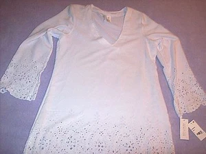 NWT STUNNING WHITE  BEACH COVERUP BY KENNETH COLE SIZE L 100% POLYESTER  - Picture 1 of 8