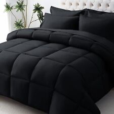 Queen Comforter Set - Black Bed in a Bag Queen/Full 7 Pieces Ultra-Soft - Goo...