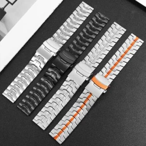 20mm 22mm Multicoloured Black Silver Watch Strap Bracelet Replacement Steel Band - Picture 1 of 24