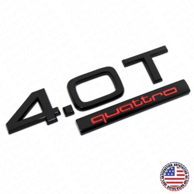 Tapa de la cubierta del maletero trasero del coche Audi 4.0T Quattro placa de identificación emblema insignia negro rojo línea Foto 1 de 4