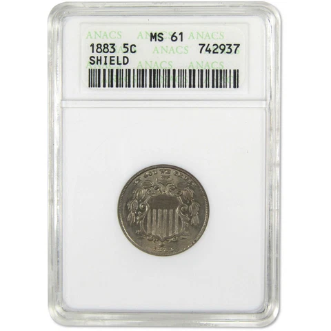 1883 Shield Nickel MS 61 ANACS 5c Uncirculated Coin SKU:I4073 Cover