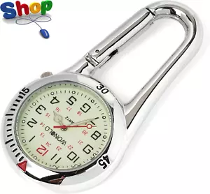 Clip on Carabiner Luminous Face FOB Watch Digital for Doctors Nurses Paramedics - Picture 1 of 12