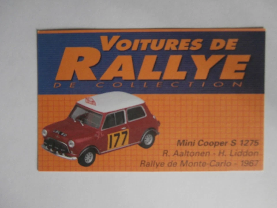 Certificat Voiture De Rallye De Collection « MINI COOPER S 1275 » TBE. - Photo 1/2