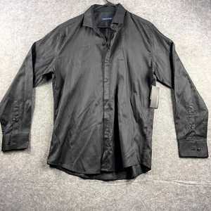 Tarocash Mens Button Up Shirt Long Sleeve Medium Black Collared Casual Logo NWT - Bild 1 von 7